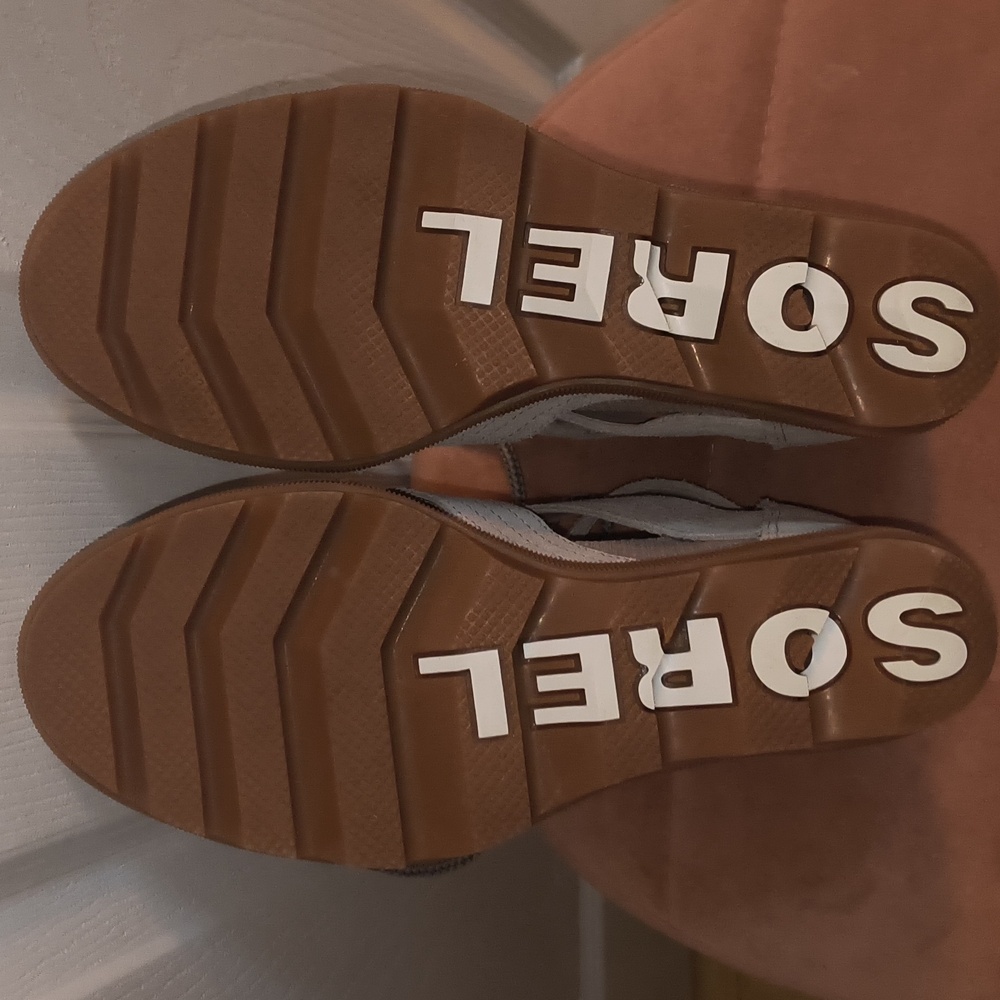 Sorel Joanie II Lace-up Wedge Sandal Soft Taupe Size 8.5 - Picture 7 of 9